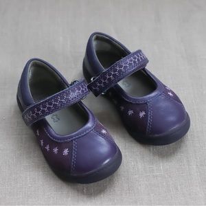 Clarks Toddler Girl's First Walker Leather Mary Jane Shoes Purple 3